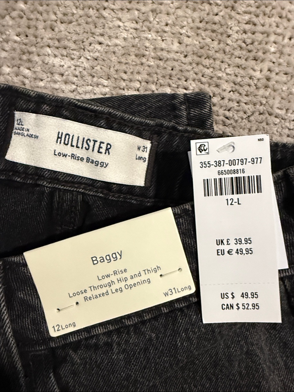 Hollister Women's Low-Rise Baggy Jeans — Washed Charcoal Black - Picture 6 of 6